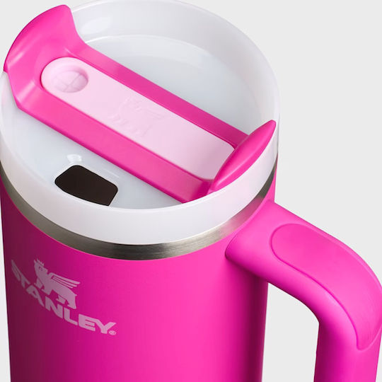 Stanley Quencher H2.0 FlowState Handled Tumbler Thermos Stainless Steel BPA Free 890ml Violet Blossom with Straw and Handle