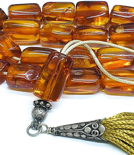 Roloi Komboloi Amber Worry Beads with 19 Beads Honey 34cm