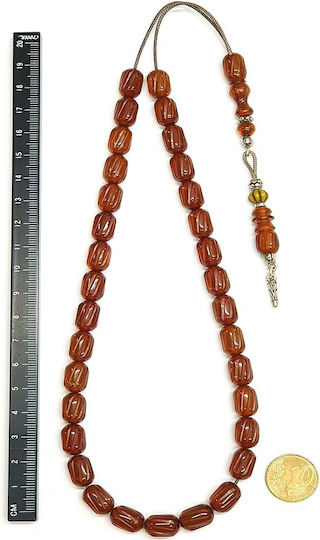 Roloi Komboloi Graven Mastic Worry Beads with 33 Beads Honey 39cm