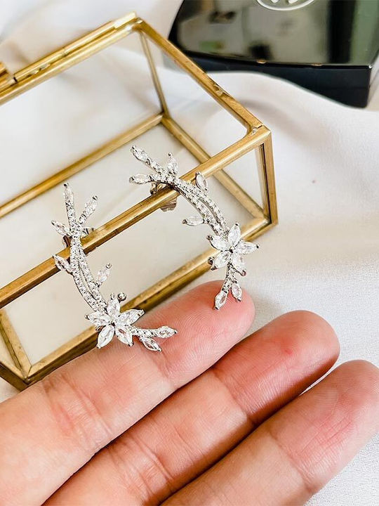 Σκουλαρίκια Ear Climbers Ζιργκόν Awear Brittany Silver