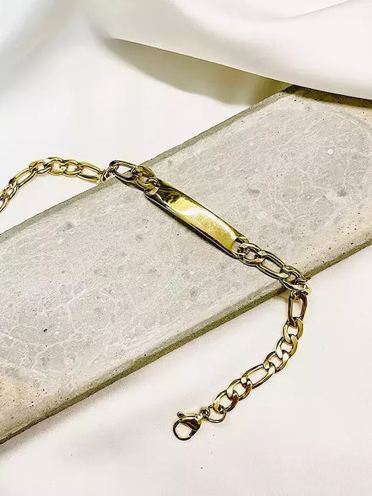 Men's Identity Bracelet Engraving Awear Carlo Gold