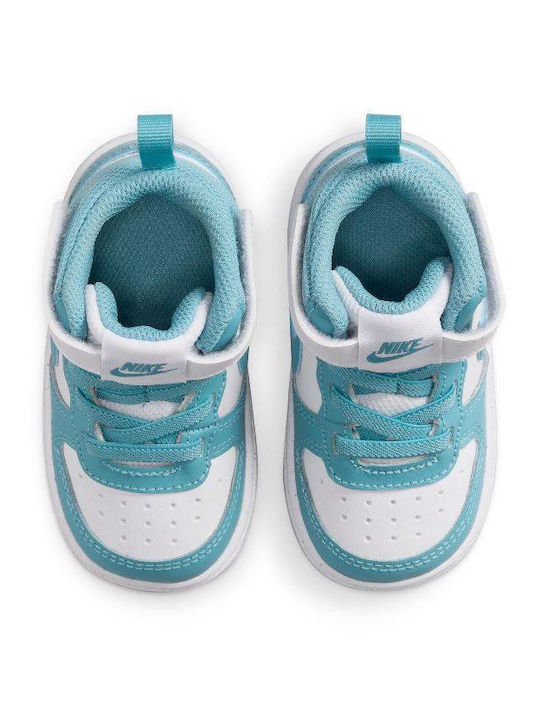 Court Borough Mid 2 Adidași Copii Inalți cu Închidere Hoop & Loop Albi