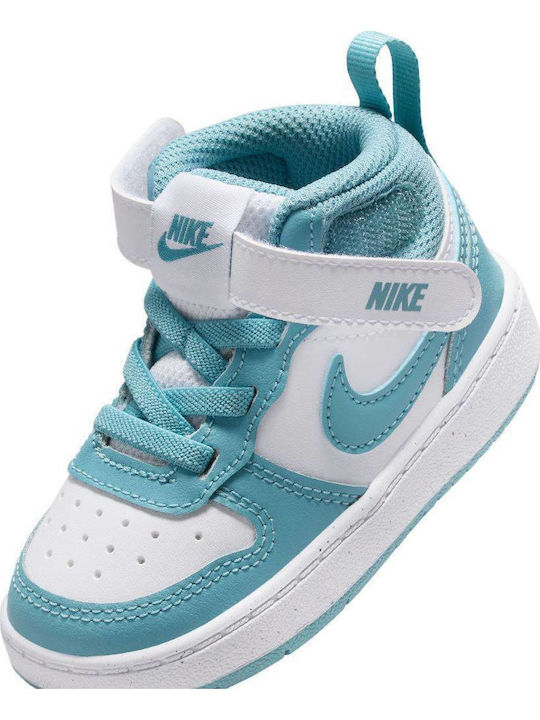 Court Borough Mid 2 Adidași Copii Inalți cu Închidere Hoop & Loop Albi