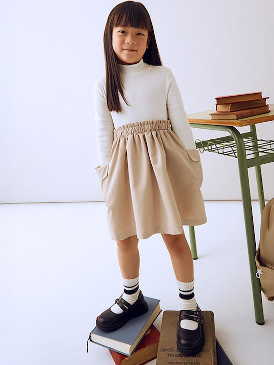Girls Dress Long Sleeve with Top Beige