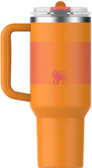 Stanley Flip Handled Tumbler Thermos Stainless Steel 1.18lt Golden Rod Fade with Straw and Handle
