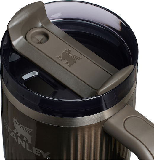 Stanley Fluted Handled Tumbler Thermos Stainless Steel 590ml Gunmetal Shine with Straw and Handle