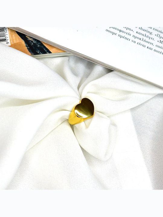 Δαχτυλίδι Σεβαλιέ Ανοξείδωτο Ατσάλι Heart Seal Gold