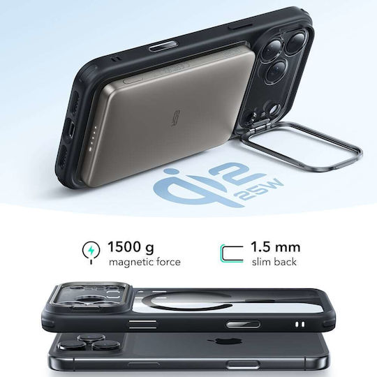 ESR Classic Hybrid Halolock Kickstand Back Cover Metallic Transparent (iPhone 17 Pro)