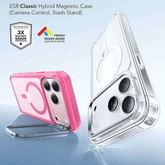 ESR Classic Hybrid Halolock Kickstand Umschlag Rückseite Metallisch Rosa (iPhone 17 Pro)