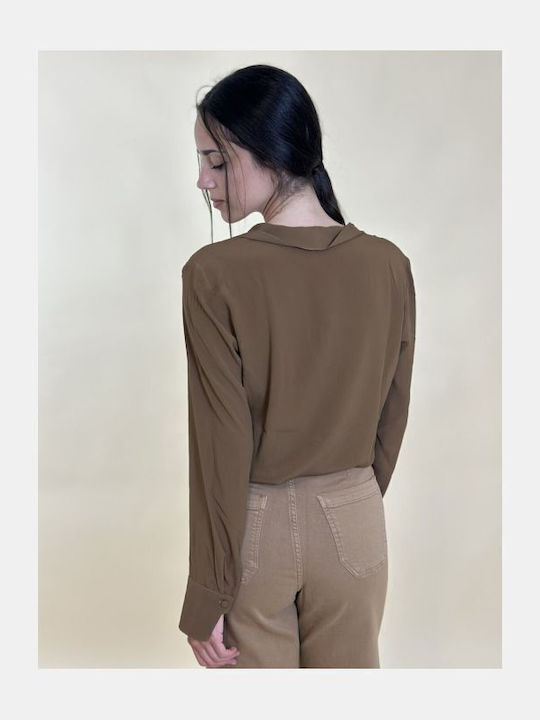 Damen Bluse Braun
