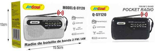 Andowl Qsy120 Επιτραπέζιο Ραδιόφωνο Μπαταρίας Ασημί