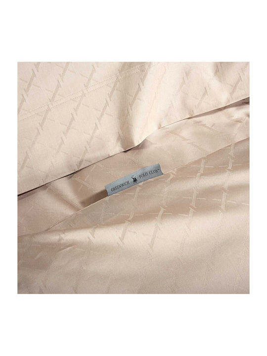 Greenwich Polo Club Duvet Cover Set Cotton Satin Queen with 2 Pillowcases 220x240 Classic Taupe