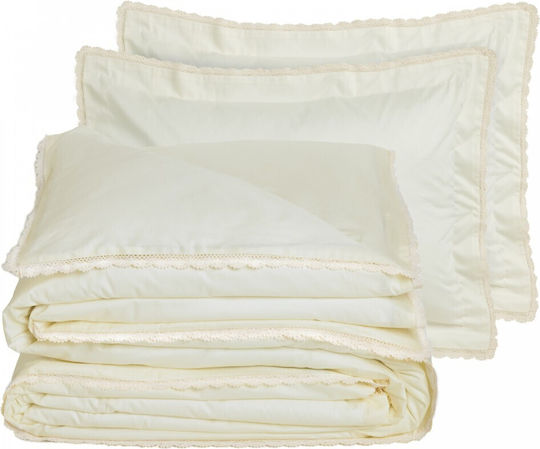 Das Home Duvet Cover Set Cotton Satin Queen with 2 Pillowcases 240x260 Prestige Ecru