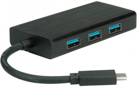 Roline Value Network Adapter 12.99.1109 From Usb Type C 3.1 To 10 100 1000 Rj-45 3x Usb 3.2 Black