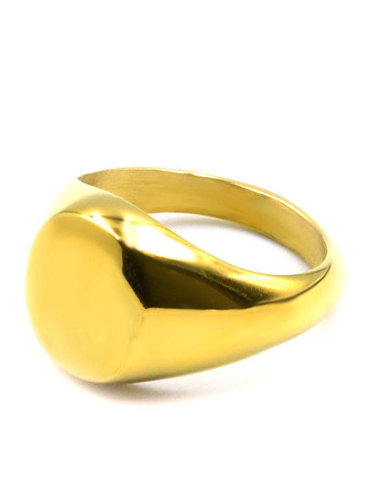 Δαχτυλίδι Σεβαλιέ Ανοξείδωτο Ατσάλι Round Seal Gold
