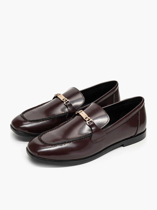 Gimble Leather Women's Loafers in Burgundy Color