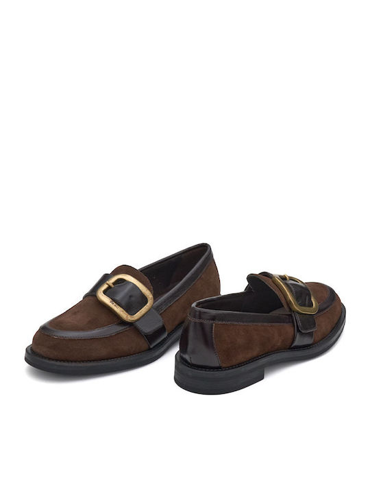 Δερμάτινα Γυναικεία Loafers σε Καφέ Χρώμα