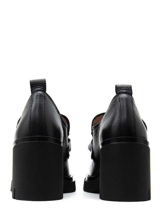 Leder Pumps mit hohem Absatz Schwarz