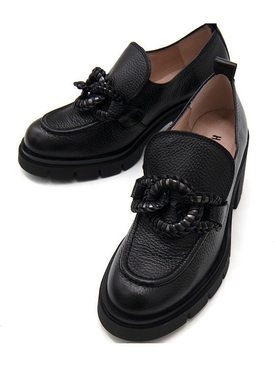 Leder Pumps mit hohem Absatz Schwarz