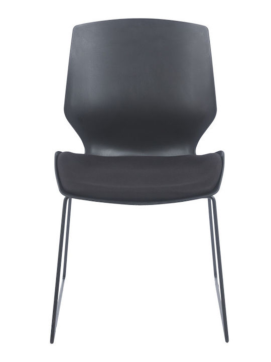 Chair Visitor Genuine with Arms in Black Color 47x52x85cm 1pcs