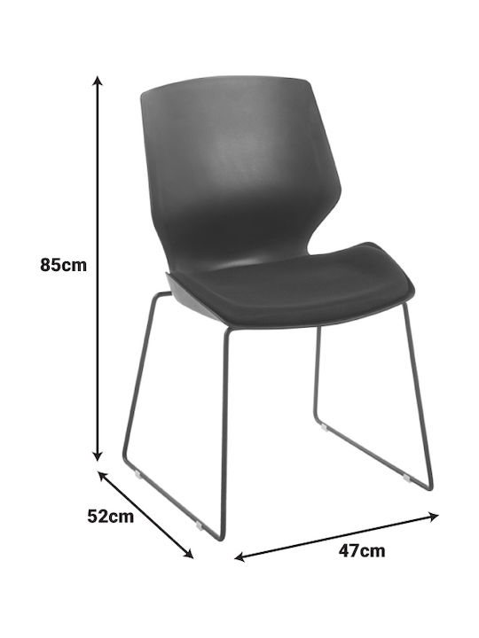 Chair Visitor Genuine with Arms in Black Color 47x52x85cm 1pcs