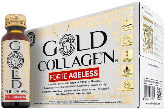 Set Supliment Lichid Colagen Marin Hidrolizat Reducerea Ridurilor Adânci Ruj Catifea Rouge Colagen Auriu 10 Sticle X 50 Ml