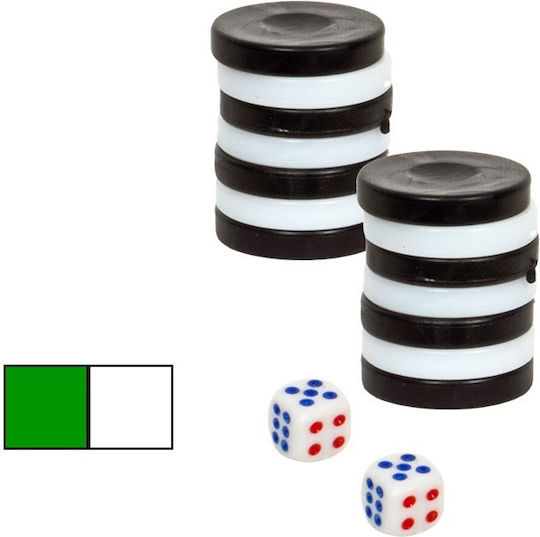 ToyMarkt Plastic Checkers for Backgammon White / Black