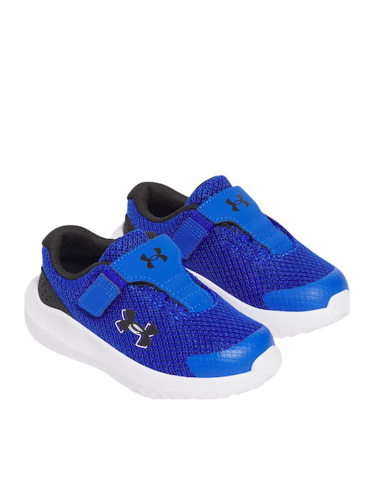 Ua Binf Surge 4 Ac Kids Sports Shoes Running with Hoop & Loop Closure Blue