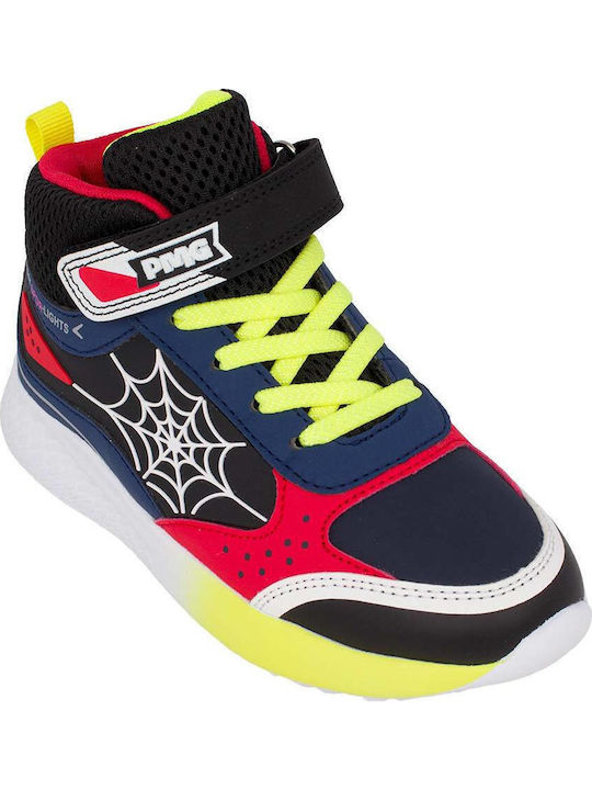Παιδικά Sneakers High Ανατομικά με Σκρατς & Φωτάκια Πολύχρωμα