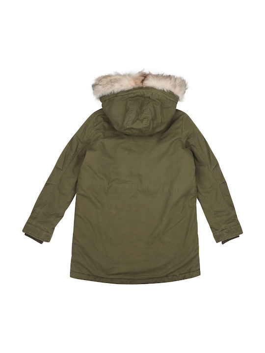 Alisa Kinder Parka Lang mit Futter & Kapuze Khaki