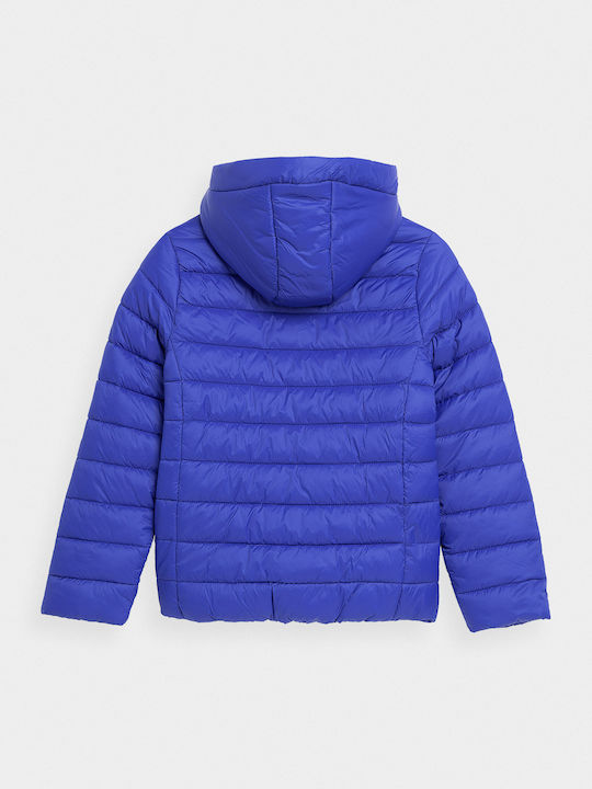 Down Kids Casual Jacket with Hood Blue