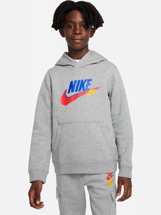 Fleece Kids Sweatshirt with Hood and Pockets Gray Sportswear