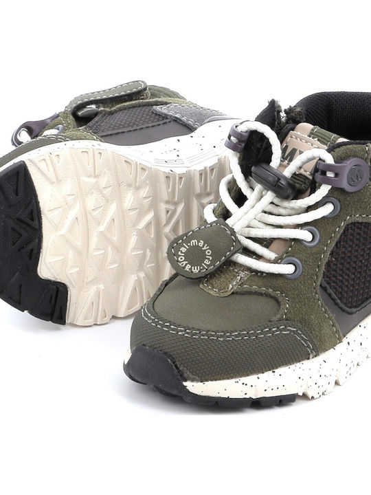 Lederne Kinderstiefeletten mit Schnürsenkeln Khaki