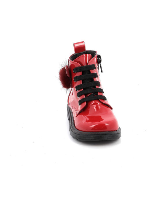Anatomisch Lederne Kinderstiefel mit Reißverschluss Rot