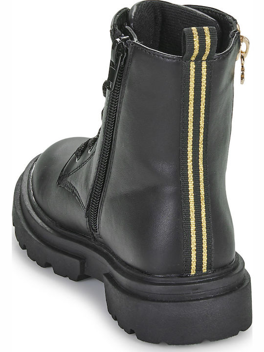 Leather Kids Boots with Zipper Black