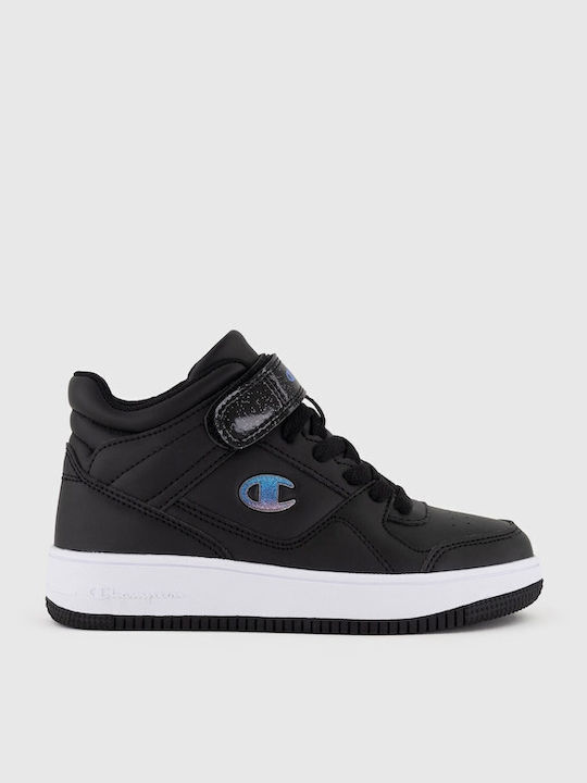 Rebound Vintage MID Αθλητικά Παιδικά Παπούτσια Μπάσκετ με Σκρατς Μαύρα