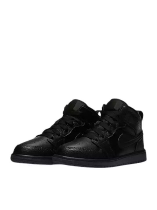 1 Mid PS Kids Sports Shoes Basketball with Laces Black
