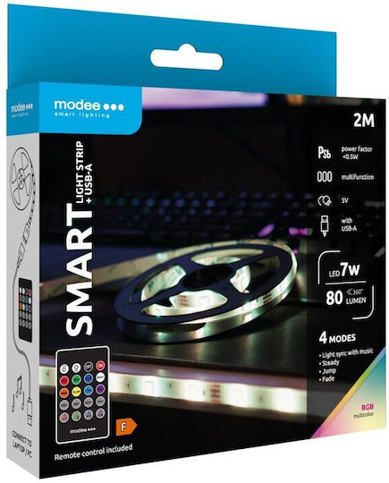 Modee Lighting LED-Streifen USB 5V RGB Licht 2m mit Netzteil & Fernbedienung