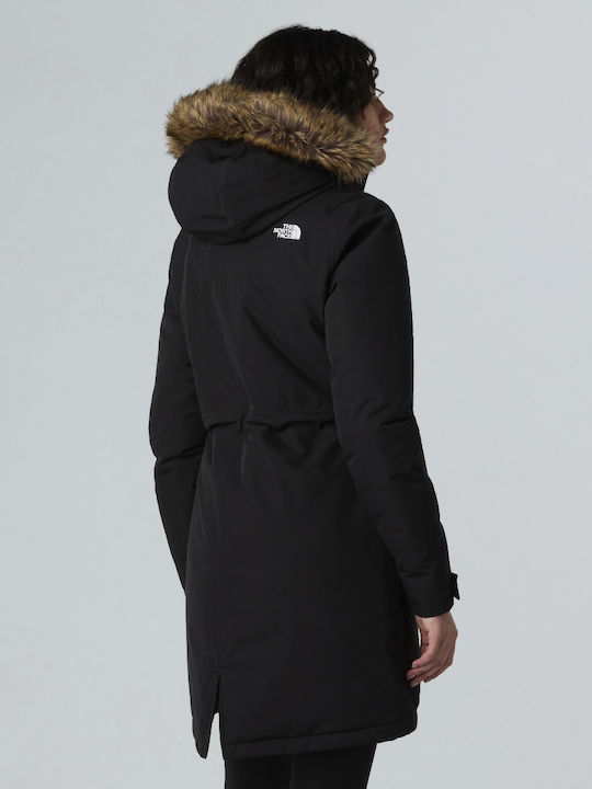 Zaneck Women's Long Parka Jacket for Winter with Hood Black