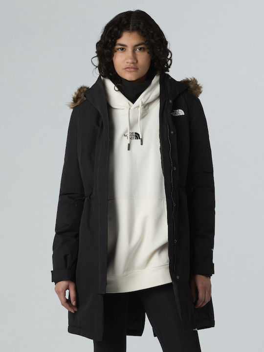 Zaneck Women's Long Parka Jacket for Winter with Hood Black