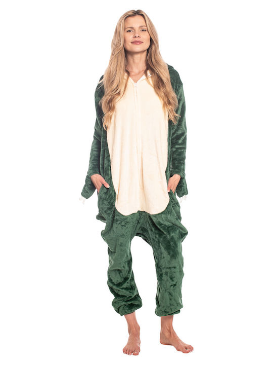 Winter Damen-Produkttyp Baumwollene Ganzkörper-Schlafanzug Grün