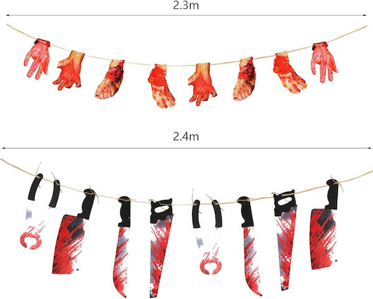 Halloween Blutmesser Hand Banner Girlande Dekoration 2,4 M 2 Stück