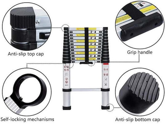 Veritas Telescopic Ladder Aluminum of Steps with Maximum Height 3.8m
