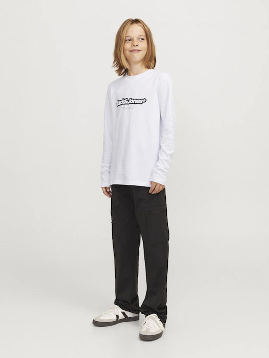 Top Pentru Copii Bluza Cu Mâneci Lungi Albă