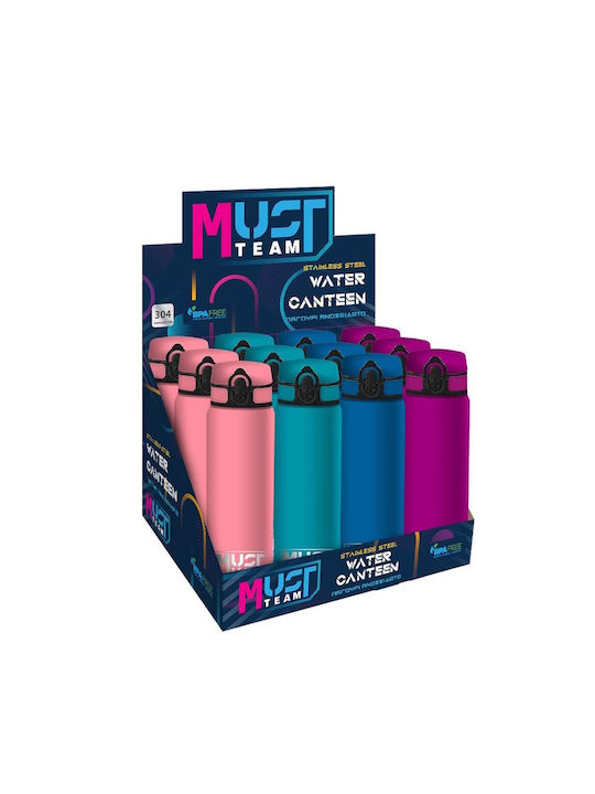 Must Team Monochrome Water Bottle Stainless Steel 600ml Purple
