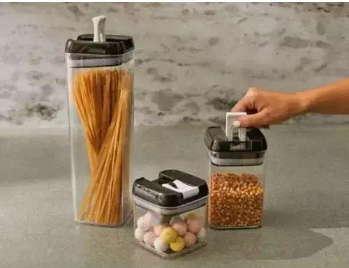 Verk Group Set 5 Bucăți Vaze Utilizare Generală cu Capac Ermetic Plastic Maro 5 Bucăți
