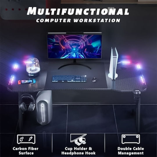 Γραφείο Gaming με LED 140x60x75εκ. Black