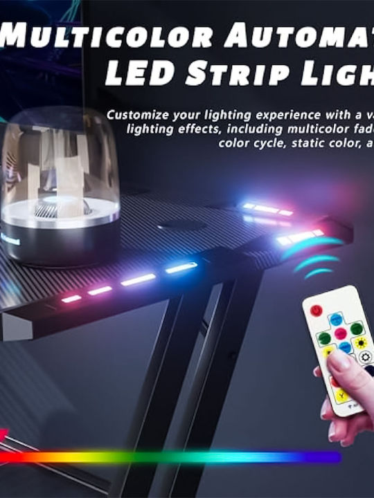 Birou Gaming Din Lemn Negru cu LED 140x60x75cm