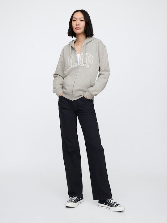 Γυναικεία Ζακέτα Φούτερ με Κουκούλα Light Heather Grey