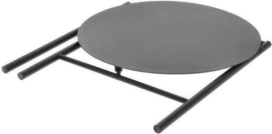 Disc Round Dining Room Table Collapsible Wooden with Metal Frame Black 70x70x72cm